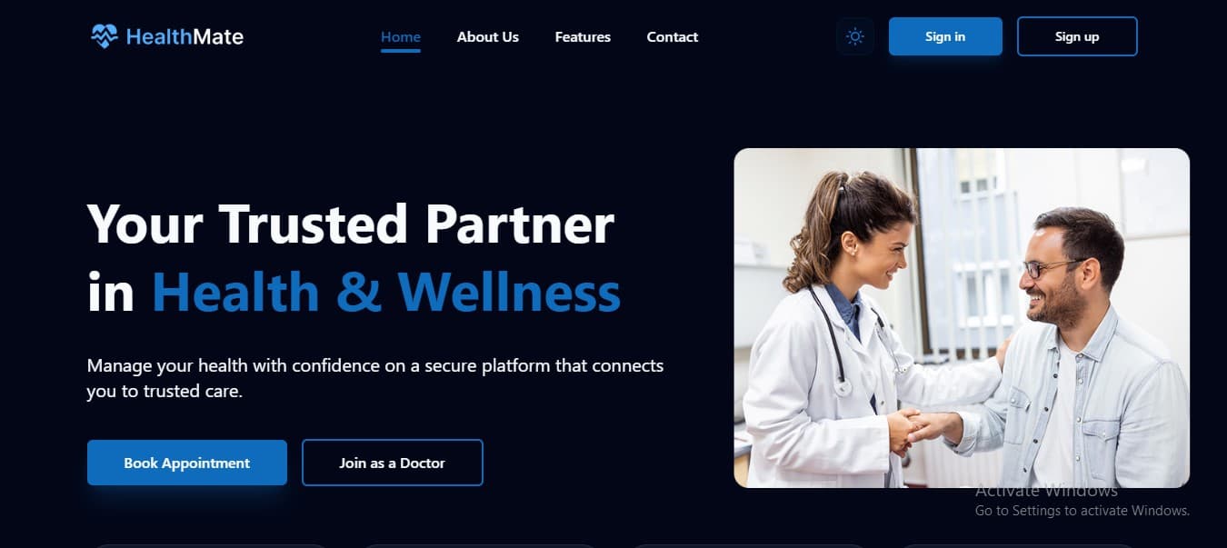 Screenshot of HealthMate WebApp